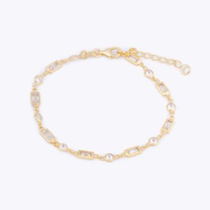 Karışık Sembol Altın Kaplama 925 Gümüş Bileklik