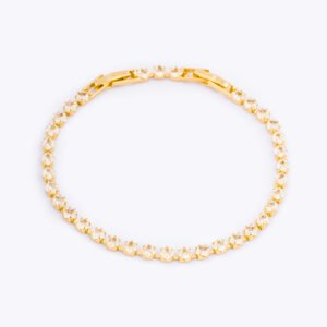 Altın Kaplama Zirkon Taşlı Suyolu Çelik Bileklik