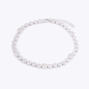 Yuvarlak Zirkon Taş Sıralı Gümüş Bileklik