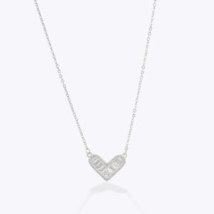 Zirkon Taşlı Kalp 925 Gümüş Kolye