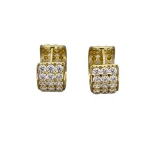 Üç Sıra Zirkon Taşlı Çelik Küpe