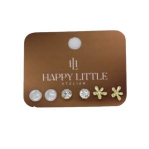 Minimal Çiçek Altın Kaplama Çelik Küpe Seti