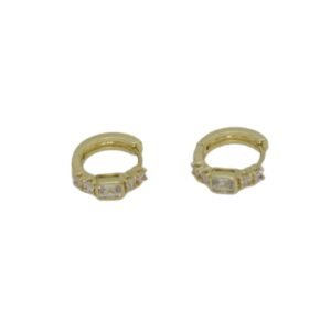 Minimal Ortası Taşlı Halka Küpe