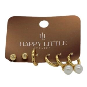 Altın Kaplama İnci Çelik Küpe Seti