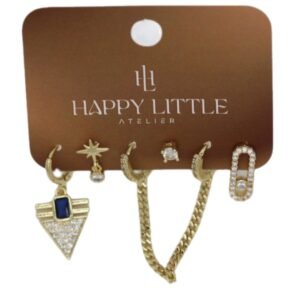 Sallantılı Altın Kaplama Çelik Küpe Seti