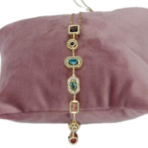 Renkli Taşlı Çelik Y Kolye