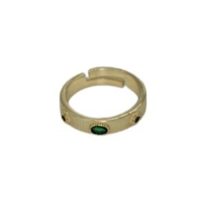 Zümrüt Taş Çelik Gold Yüzük