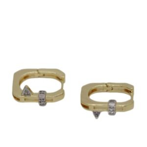 Kare Zirkon Taşlı Gold Çelik Küpe