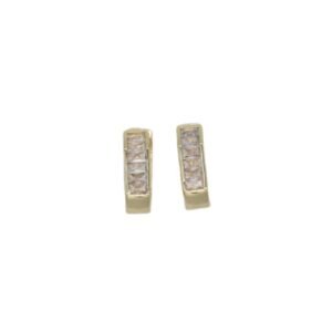 Kare Zirkon Taşlı Gold Çelik Küpe