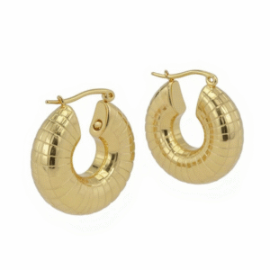 Çizgi Bombe Altın Kaplama Çelik Küpe