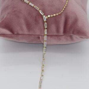 Kesme Zirkon Taşlı Altın Kaplama Y Çelik Kolye