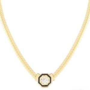 Balık Sırtı Zincir Ortası Taşlı 925 Gümüş Kolye