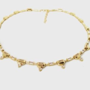 Özel Seri Zirkon Taşlı Altın Kaplama Çelik Kolye