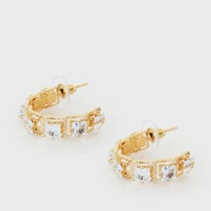 Zirkon Taşlı Yarım Halka Çelik Küpe