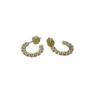 Minimal Halka İnci Gold Gümüş Küpe