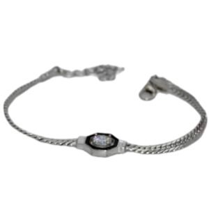 Ortası Taşlı Silver Çelik Bileklik