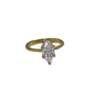 Markiz Model Altın Kaplama 925 Gümüş Tektaş Yüzük