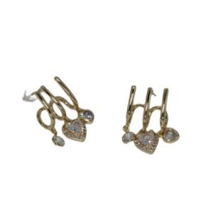 Üçlü Sallantı Taşlı Çelik Küpe