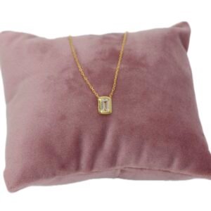 Kare Taşlı Minimal 925 Gümüş Kolye