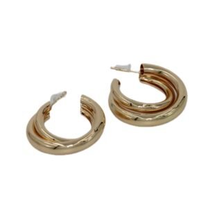 İkili Gold Halka Çelik Küpe