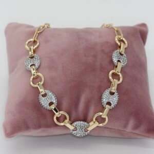 Gold&Silver Zirkon Taşlı Altın Kaplama Çelik Kolye