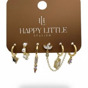 Kristal ve İnci Detaylı 6’lı Küpe Seti